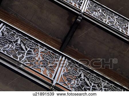 Wrought Iron Railing in the Chelsea Hotel in Manhattan, New York City, U. S. A. View Large Photo Image Stock Photo - Wrought Iron Railing in the Chelsea Hotel in Manhattan, New York City, U. S. A.. Fotosearch