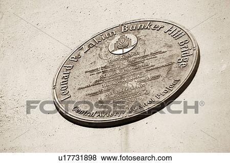 Zakim Bunker Hill Bridge Commerative Plaque Boston, Massachusetts, USA View Large Photo Image Stock Photo - Zakim Bunker Hill Bridge Commerative Plaque Boston, Massachusetts, USA. Fotosearch