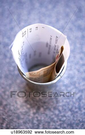 Bill in a paper cup View Large Photo Image Stock Image - Bill in a paper cup. Fotosearch