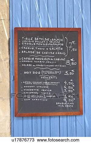 Stock Image - Blackboard at Nice, France. Fotosearch
