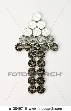 Chinese Currency, coins forming an arrow sign View Large Photo Image Stock Photography - Chinese Currency, coins forming an arrow sign. Fotosearch