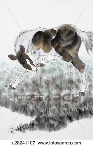 Stock Photo - Chinese Fine art, Traditional Chinese Painting, Year Of The Horse. Fotosearch