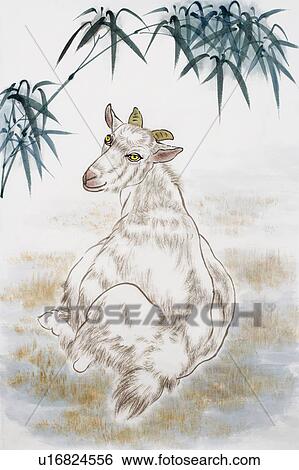 Chinese Fine art, Traditional Chinese Painting, Year Of The Sheep View Large Photo Image Stock Photograph - Chinese Fine art, Traditional Chinese Painting, Year Of The Sheep. Fotosearch