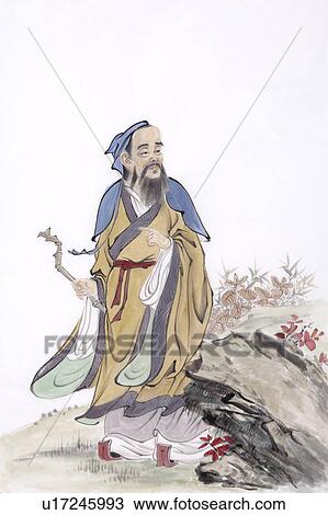 Stock Image - Chinese historical herbalist doctor was famous for his leechcraft, Hua Tuo. Fotosearch