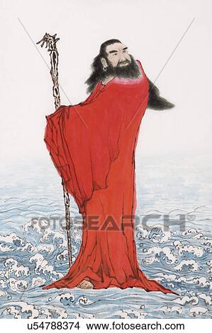 Picture - Chinese historical monk of Buddhism, Da Mo. Fotosearch