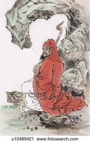 Stock Image - Chinese historical monk of Buddhism, Da Mo. Fotosearch
