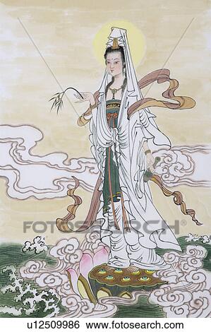 Stock Photograph - Chinese mythical goddess of mercy in Buddhism, Kuanyin Bodhisattva. Fotosearch