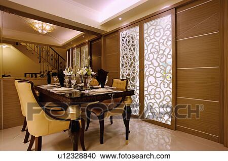 Stock Image - Dining Room, Interior Design,. Fotosearch