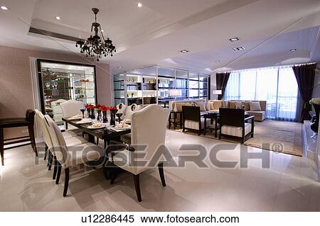 Stock Photography - Dining Room, Living Room, Interior Design,. Fotosearch