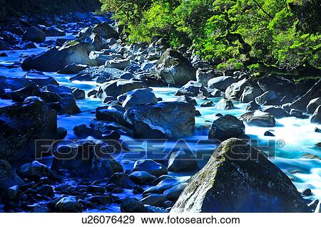 Stock Photo - Fiordland National Park, South Island New Zealand. Fotosearch