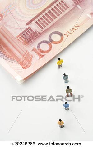Five figurines standing in line before Chinese Currency View Large Photo Image Stock Photograph - Five figurines standing in line before Chinese Currency. Fotosearch