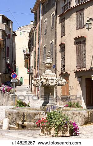 France, Plateau De Valensole, Fountain View Large Photo Image Stock Photo - France, Plateau De Valensole, Fountain. Fotosearch