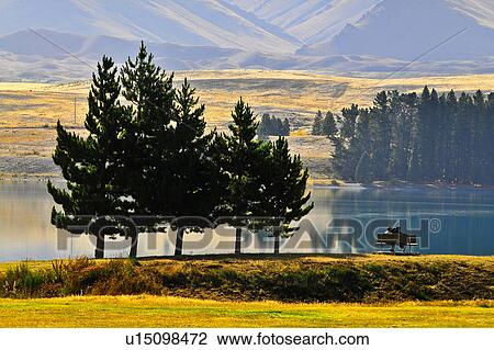 Stock Image - Lake Tekapo, South Island New Zealand. Fotosearch