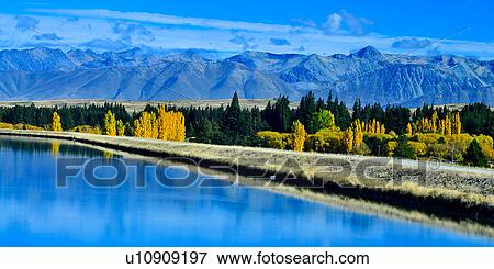 Lake Tekapo, South Island New Zealand View Large Photo Image Stock Photo - Lake Tekapo, South Island New Zealand. Fotosearch