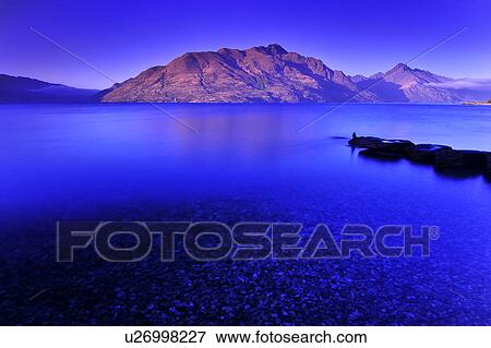 Lake Wakatipu, South Island New Zealand View Large Photo Image Stock Photo - Lake Wakatipu, South Island New Zealand. Fotosearch