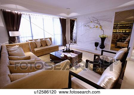 Stock Image - Living Room, Interior Design,. Fotosearch