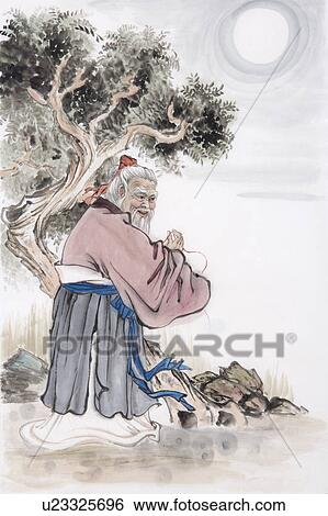 Stock Photograph - Match maker, also called "the Aged under the Moon", a Chinese mythical god who is in charge to bound people's marriage, blessing people for love. Fotosearch