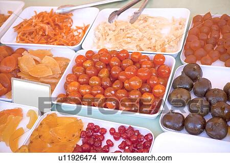 Preserved fruit on sale View Large Photo Image Picture - Preserved fruit on sale. Fotosearch