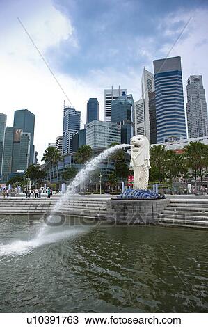 Singapore, Merlion View Large Photo Image Stock Image - Singapore, Merlion. Fotosearch