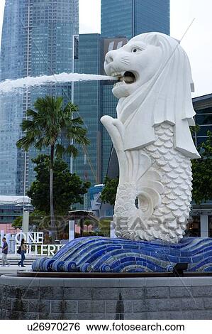 Singapore, Merlion View Large Photo Image Stock Photograph - Singapore, Merlion. Fotosearch