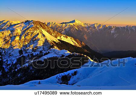 Stock Photo - Taiwan, Mt. Hehuan, East Peak, Sunset. Fotosearch