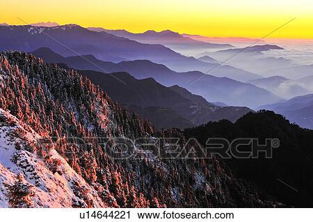 Taiwan, Mt. Hehuan, Sunset View Large Photo Image Stock Image - Taiwan, Mt. Hehuan, Sunset. Fotosearch