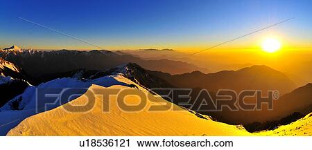 Taiwan, Mt. Hehuan, Sunset View Large Photo Image Stock Image - Taiwan, Mt. Hehuan, Sunset. Fotosearch