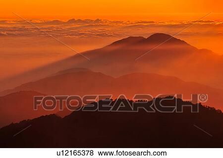 Taiwan, Mt. Hehuan, Sunset View Large Photo Image Stock Photo - Taiwan, Mt. Hehuan, Sunset. Fotosearch