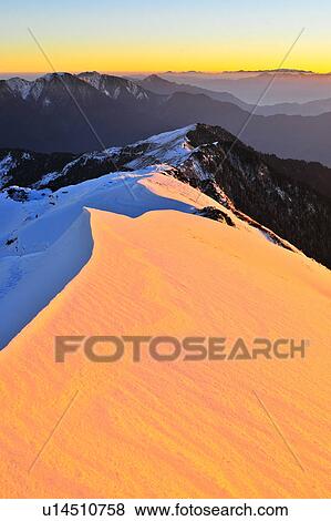 Taiwan, Mt. Hehuan, Sunset View Large Photo Image Stock Photo - Taiwan, Mt. Hehuan, Sunset. Fotosearch