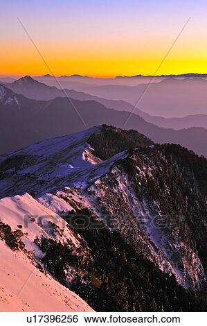 Taiwan, Mt. Hehuan, Sunset View Large Photo Image Stock Photograph - Taiwan, Mt. Hehuan, Sunset. Fotosearch