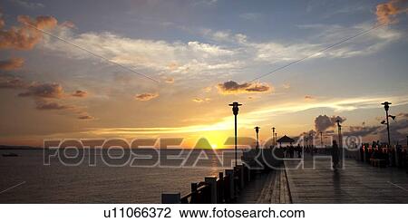 Stock Image - Taiwan, Taipei, Danshui, Fishermen's Wharf. Fotosearch