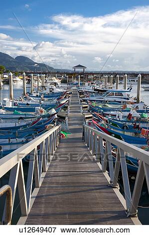 Stock Photo - Taiwan, Taipei, Danshui, Fishermen's Wharf. Fotosearch