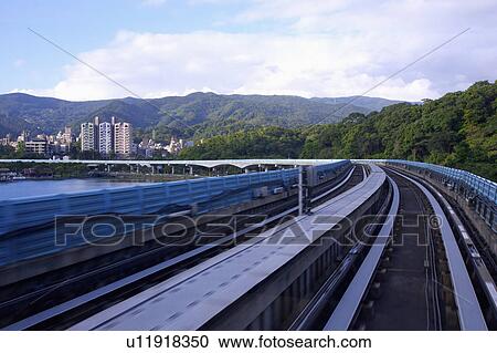Stock Image - Taiwan, Taipei, Neihu, Taipei MRT, Wenshan-Neihu Line. Fotosearch
