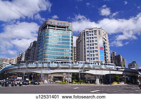 Stock Image - Taiwan, Taipei, Neihu, Taipei MRT, Wenshan-Neihu Line, Cheng-Gong Road. Fotosearch