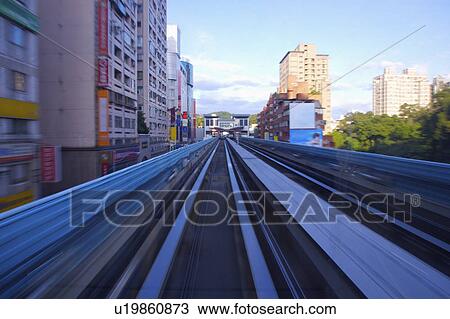 Stock Image - Taiwan, Taipei, Neihu, Taipei MRT, Wenshan-Neihu Line, Gangqian Station. Fotosearch