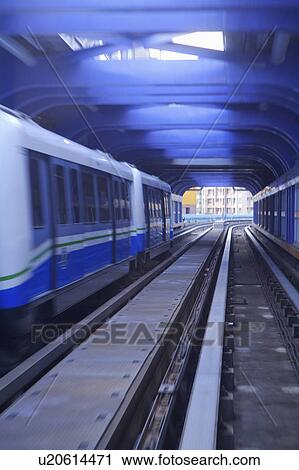 Stock Image - Taiwan, Taipei, Neihu, Taipei MRT, Wenshan-Neihu Line, Nanjing E. Rd. Station, MRT Station. Fotosearch