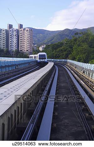 Stock Image - Taiwan, Taipei, Neihu, Taipei MRT, Wenshan-Neihu Line. Fotosearch