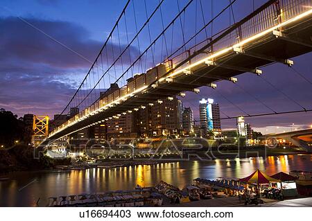 Taiwan, Taipei, Sindian City, Bitan, Bitan Suspension Bridge View Large Photo Image Stock Image - Taiwan, Taipei, Sindian City, Bitan, Bitan Suspension Bridge. Fotosearch