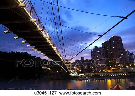 Taiwan, Taipei, Sindian City, Bitan, Bitan Suspension Bridge View Large Photo Image Stock Photo - Taiwan, Taipei, Sindian City, Bitan, Bitan Suspension Bridge. Fotosearch