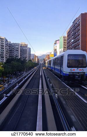 Stock Image - Taiwan, Taipei, Taipei MRT, Wenshan-Neihu Line, Zhonggxiao Junior High School Station. Fotosearch