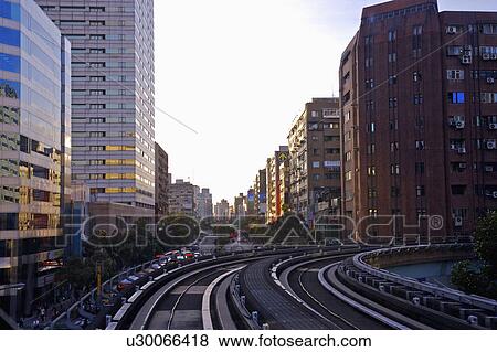 Stock Photo - Taiwan, Taipei, Taipei MRT, Wenshan-Neihu Line, East Peace Road, He Ping Road. Fotosearch