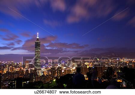 Stock Photo - Taiwan, Taipei, Xinyi Commercial Center, Taipei 101. Fotosearch