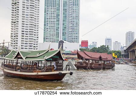 Thailand, Bangkok, Chao Praya river, Tourboat View Large Photo Image Picture - Thailand, Bangkok, Chao Praya river, Tourboat. Fotosearch