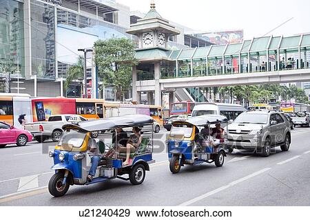 Thailand, Bangkok, City Street View Large Photo Image Stock Photo - Thailand, Bangkok, City Street. Fotosearch