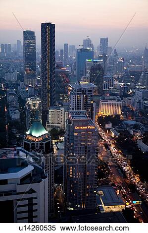 Stock Photography - Thailand, Bangkok, Cityscape in dusk. Fotosearch