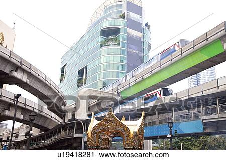 Stock Image - Thailand, Bangkok, Erawan Shrine. Fotosearch