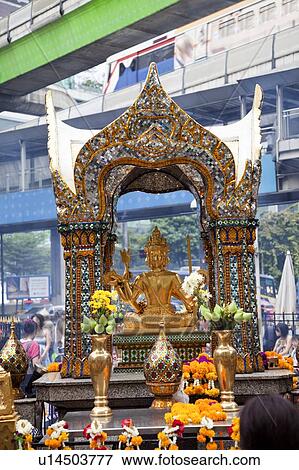 Thailand, Bangkok, Erawan Shrine View Large Photo Image Stock Photo - Thailand, Bangkok, Erawan Shrine. Fotosearch