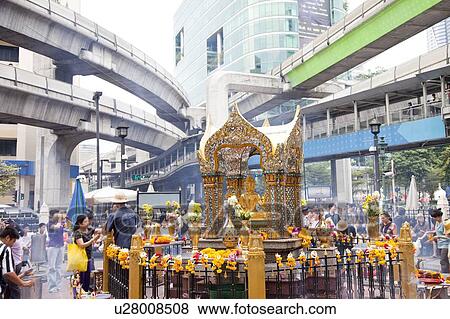Stock Photo - Thailand, Bangkok, Erawan Shrine. Fotosearch