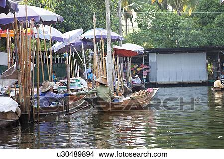 Thailand, Bangkok, Floating Market View Large Photo Image Picture - Thailand, Bangkok, Floating Market. Fotosearch
