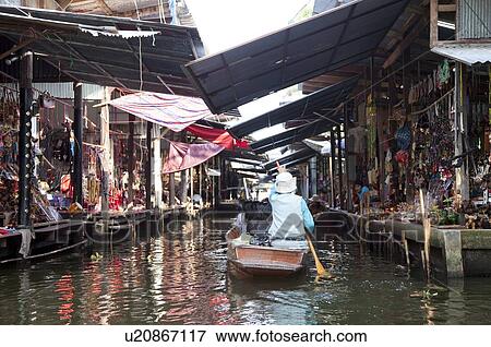 Stock Photo - Thailand, Bangkok, Floating Market. Fotosearch